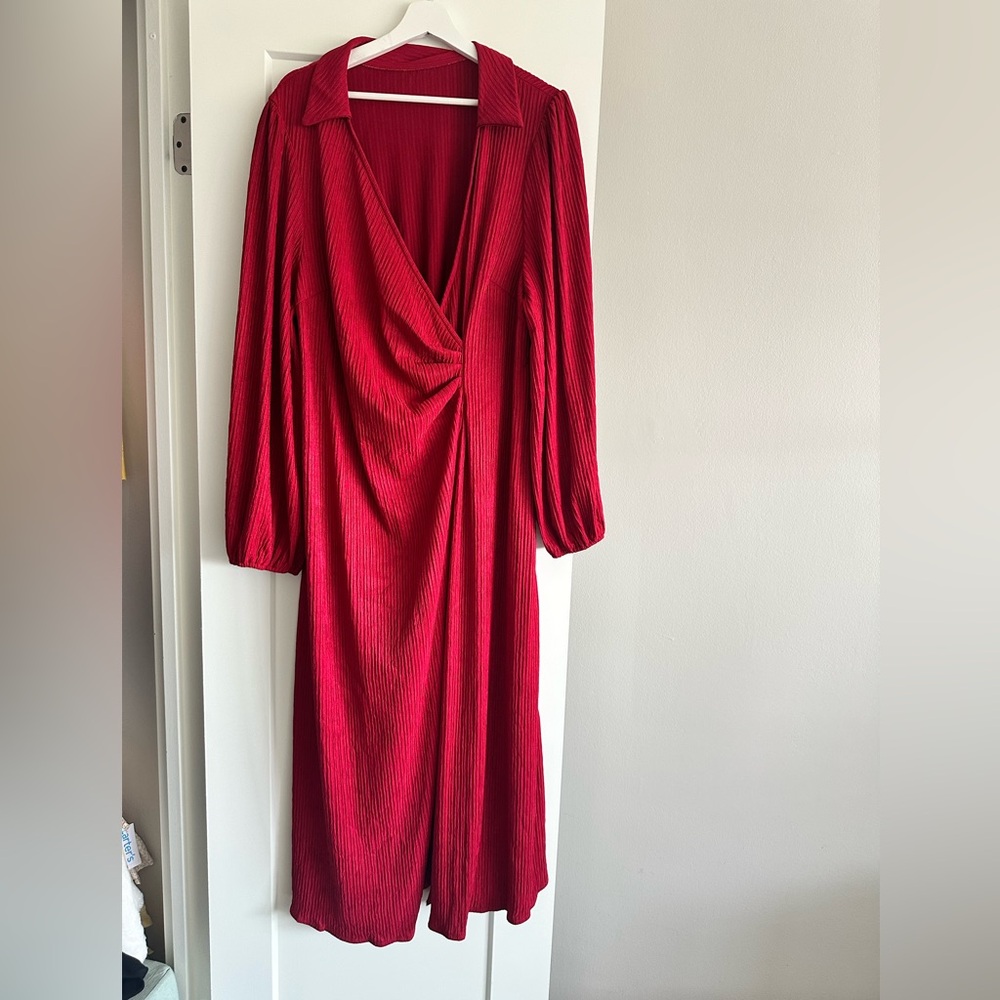 SHEIN Deep Red Long Sleeve Dress
